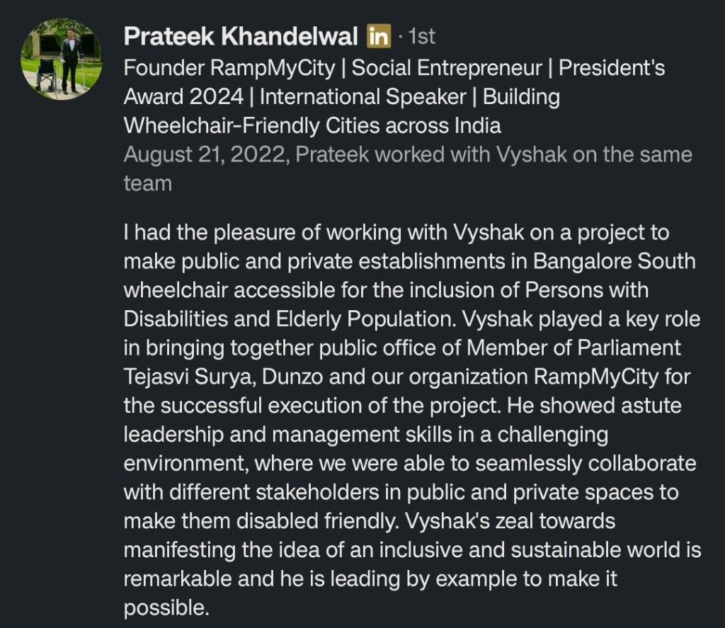Recommendation from Prateek Khandelwal